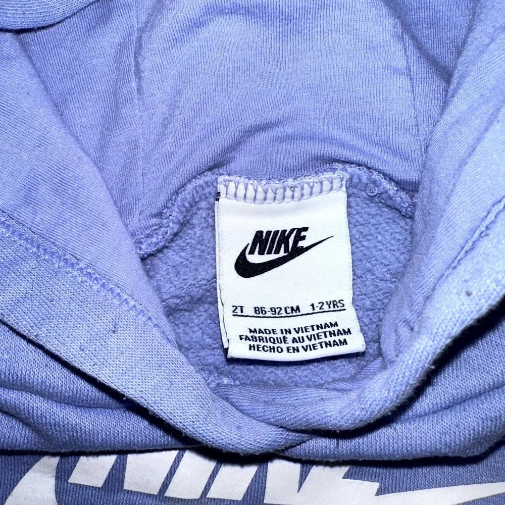 Nike Hoodie Kids 2T Blue Fleece Swoosh Logo Long Sleeve Kangaroo Pocket Pullover